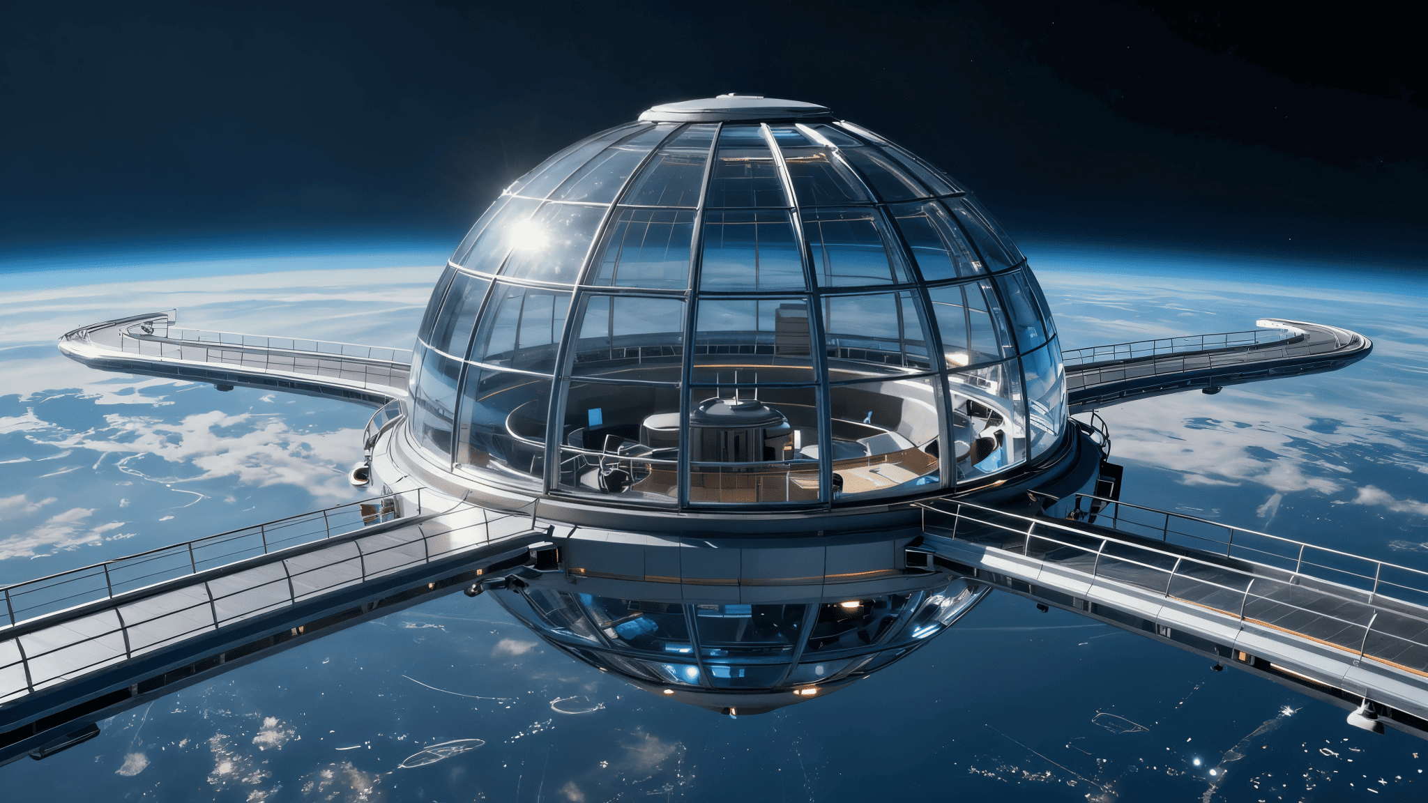 Orbital Atrium — AI world preview